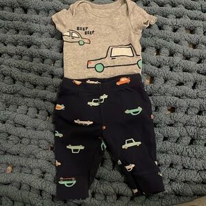 Vroom! Vroom! Beep! Beep! Fun car onesie with pants (and car on the butt)!